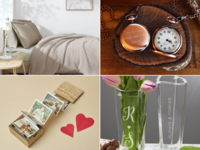 Collage of four 15-year anniversary gift ideas