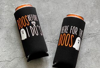 White and orange simple type with ghost graphics