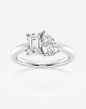 Grown Brilliance Emerald, Pear Cut Engagement Ring