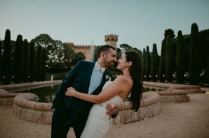 Groom's Midnight-Blue Suit and Blue Dress Shirt