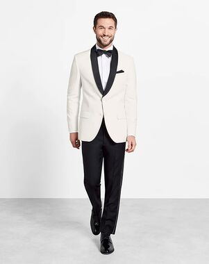 The Black Tux Contrast Shawl Jacket Tuxedo Ivory Tuxedo