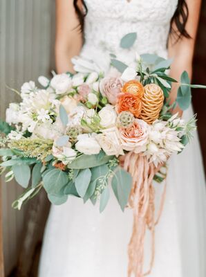 Bouquet with Peach and White Flowers