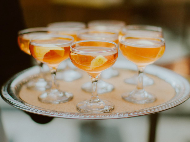 Tray of cocktails at wedding