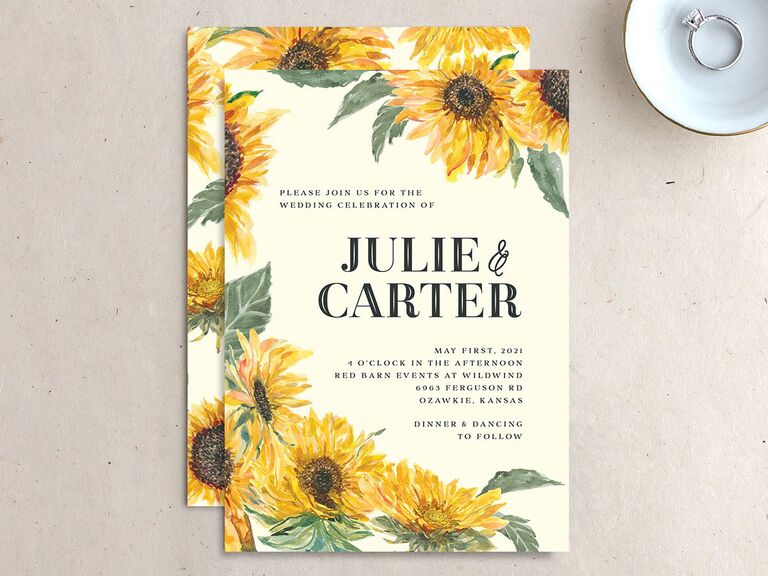 Rustic sunflower wedding invitation