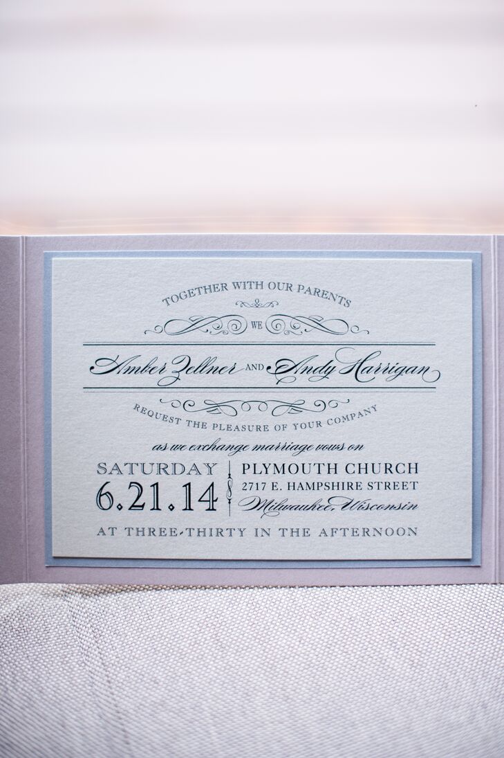 Gray and Blush Wedding Invitation