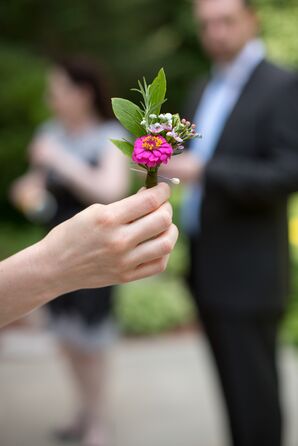 Purple Zinnia Boutonniere
