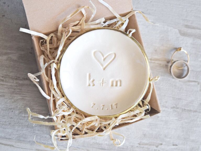 Beautiful custom ring holder featuring a couples' initials and their wedding date Etsy wedding gift idea