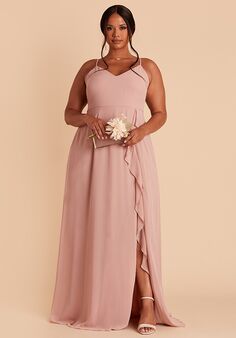 Birdy Grey Theresa Dress in Chiffon Dusty Rose V-Neck Bridesmaid Dress