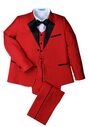 Little Tuxedos "Prodigy" Kids Red Tuxedo (5-Piece Set) Flower Girl Dress and Ring Bearer Outfit - thumbnail - 1