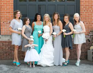 Blue and Gray Bridesmaid Dresses