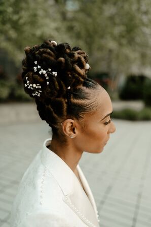 Bride Updo With Pearl Accessories