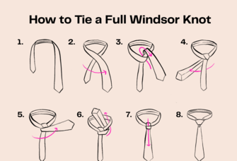 How to tie a full windsor knot step-by-step graphic