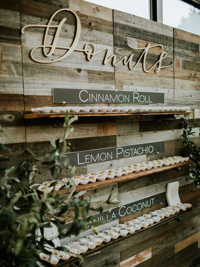 Rustic donut wall with shelves