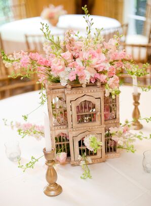 Vintage Wooden Birdcage Centerpiece