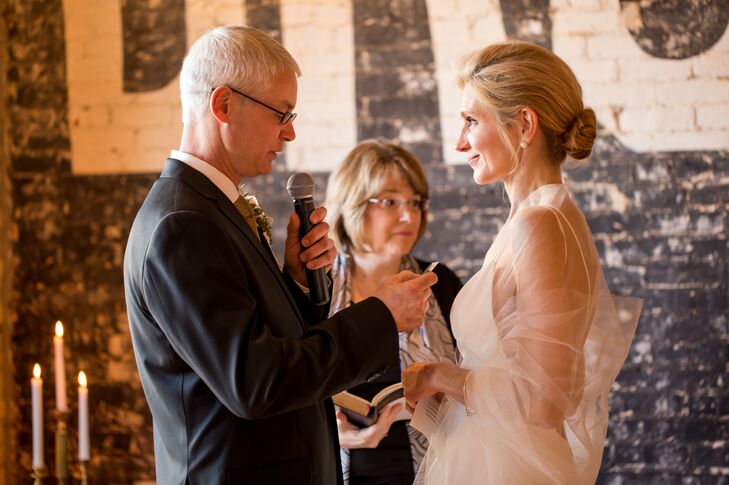 The couple wrote and recited their own vows. "Our wedding was meant to be untraditional, although not entirely," Katherine says. "After the ceremony, Bill and I walked down the aisle to 'Somewhere Over the Rainbow' by Israel Kamakawiwo'ole. The ceremony was deeply sentimental for me. There weren't many dry eyes."