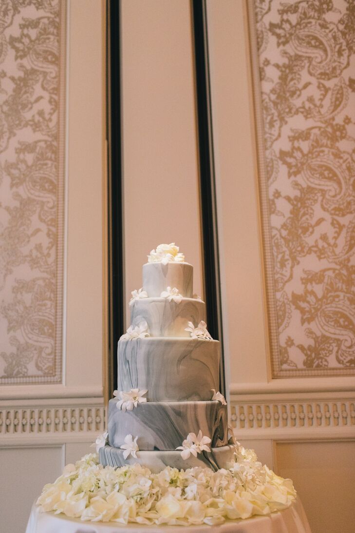 Gray Marble Fondant Wedding Cake