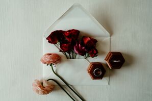 Pink and Red Ranunculus Flowers in Envelope
