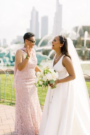 Bride and Mother of the Bride Smiling and Laughing
