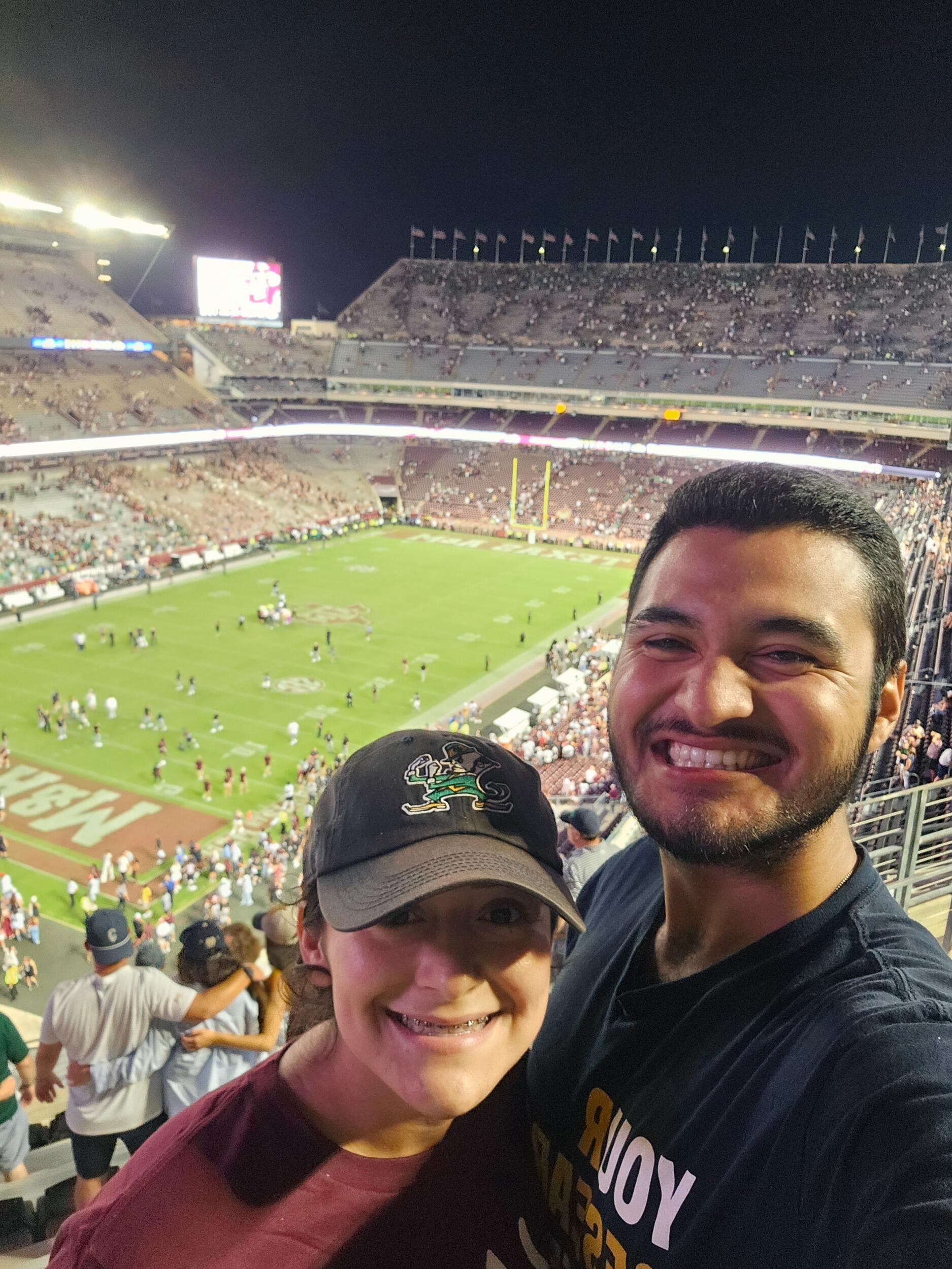 Our first A&M game! (Fighting Irish absolutely dominated Kyle field by the way - M)
