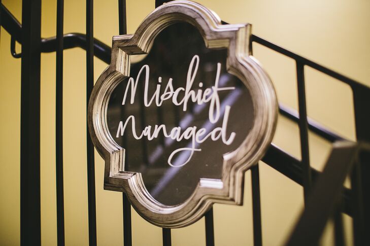 “There were a lot of mirrors with writing scattered around our venue, which definitely gave it a Hogwarts Castle vibe —we even got to keep one that said 'Mischief Managed,'" Jordan says.