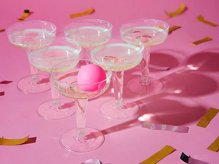 Prosecco pong bachelorette party game. 