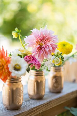 Gold Mason Jar Centerpieces