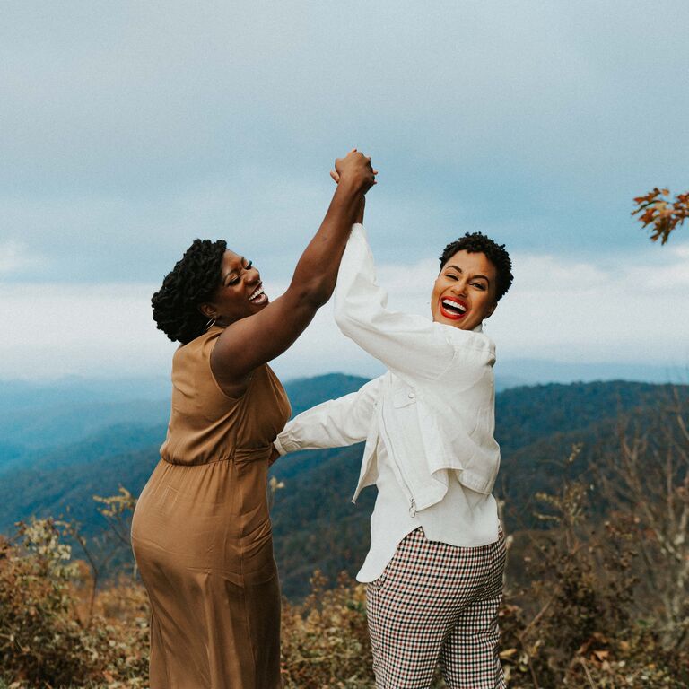 Asheville engagement photo in the mountains