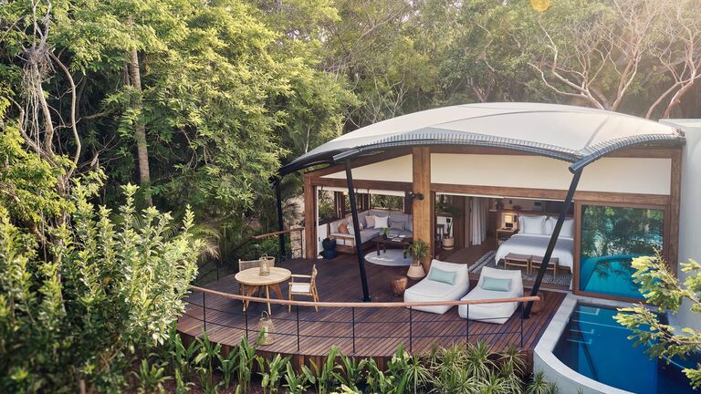 tented luxury camp in the jungle of mexico for a honeymoon 
