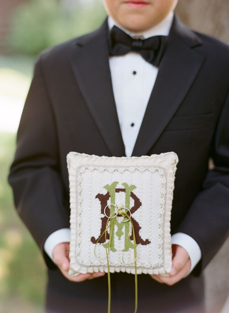 Embroidered Initial Ring Pillow