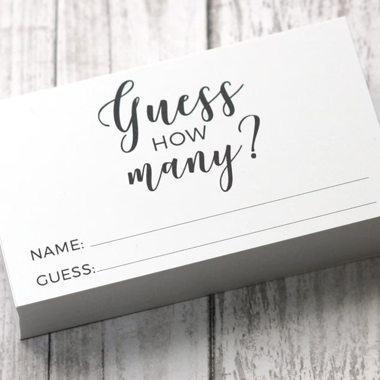 Guess how many cards game from decocards for your engagement party