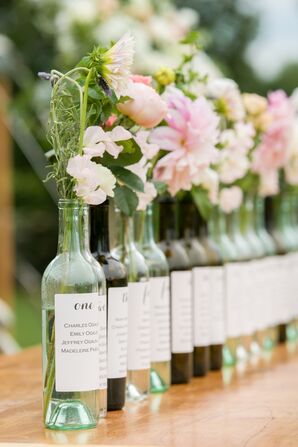 Wine Bottle Bud-Vase Table Assignments