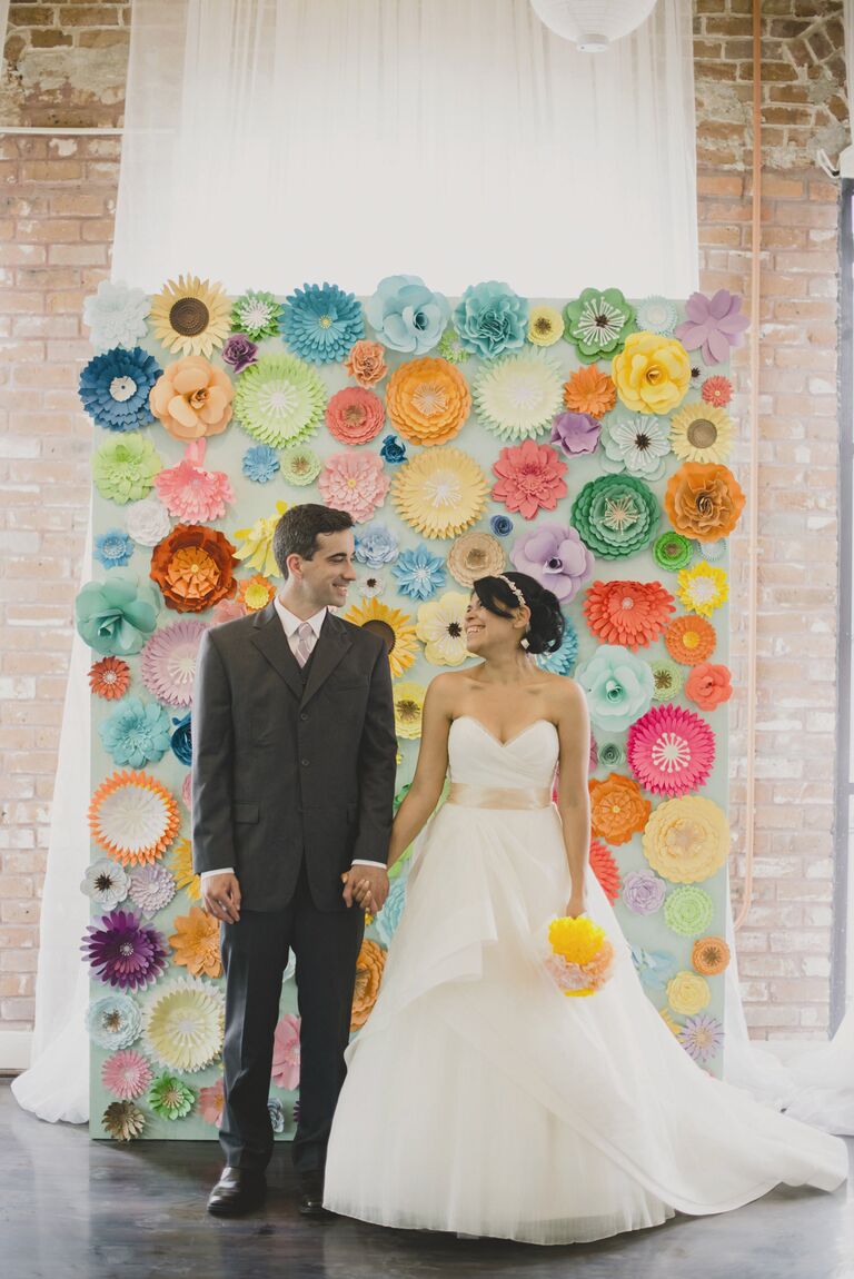 Colorful paper flower backdrop