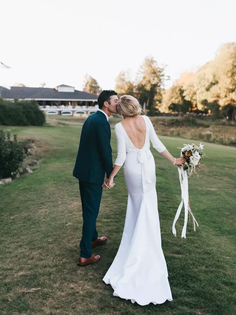 Low-Back and Long-Sleeve Bridal Gown