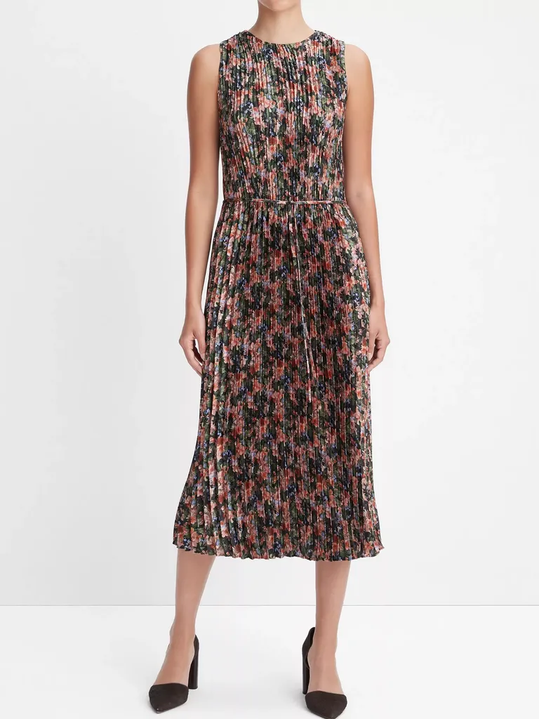 Black Wild Primrose Pintuck-Pleated Dress for grandmother of the groom