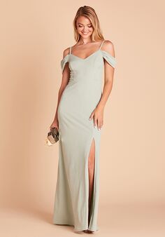 Birdy Grey Dev Crepe Dress in Sage V-Neck Bridesmaid Dress