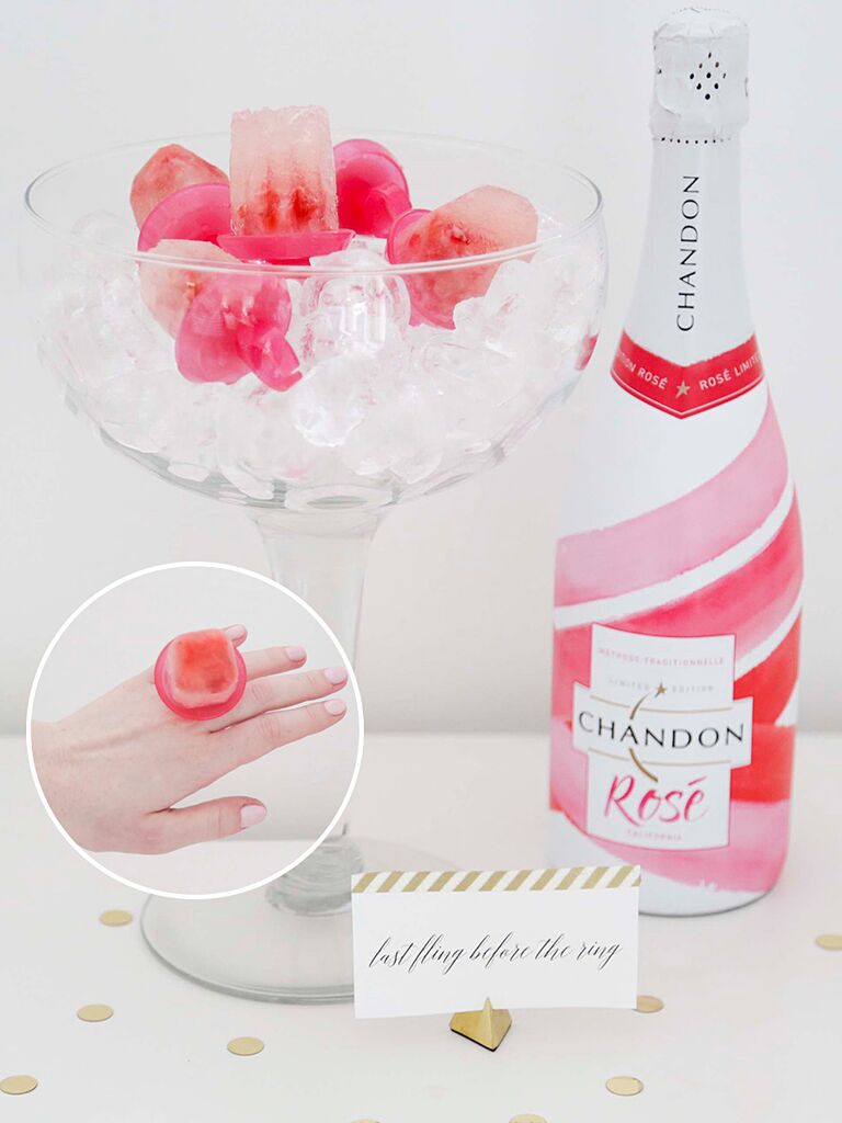 Rosé wine ring pops made with Chandon