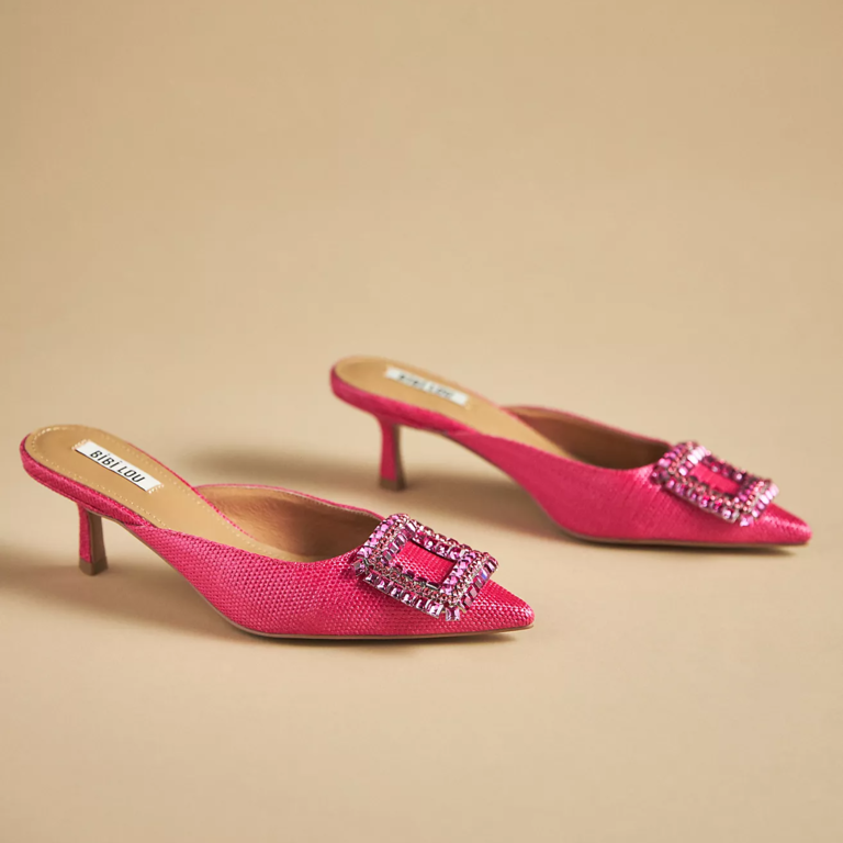 Pink pointed toe bridesmaid heels from Bibi Lou