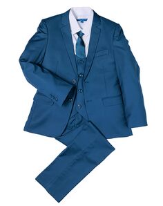 Perry Ellis "Noah" Kids Indigo Suit (5-Piece Set) Flower Girl Dress and Ring Bearer Outfit