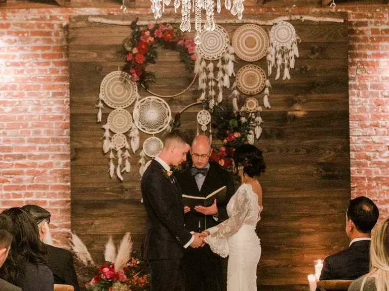 Indoor Fall Wedding Ceremony Decoration Idea