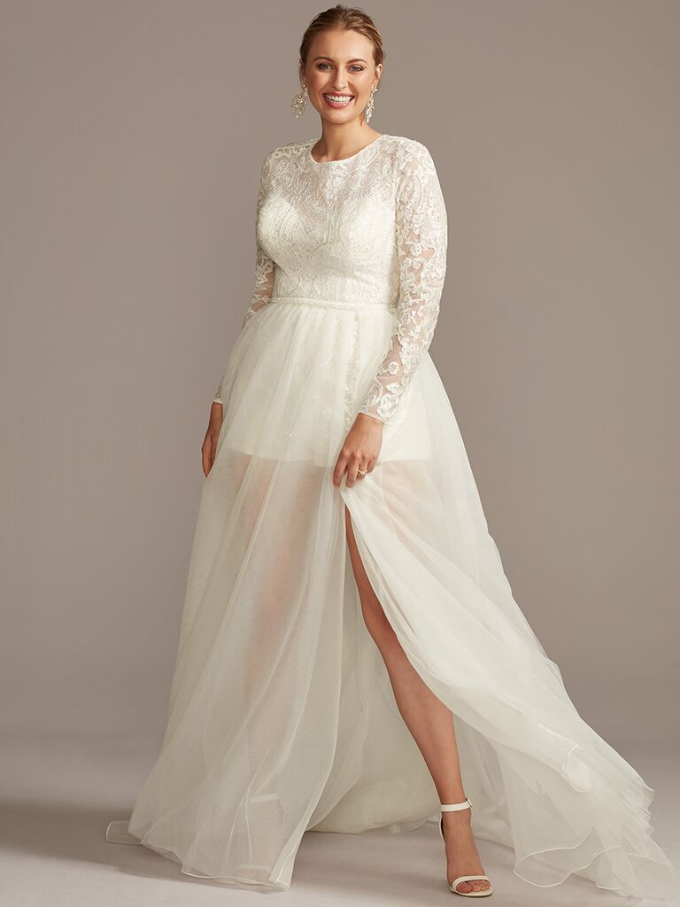 Galina Signature A-line wedding dress with long sleeves