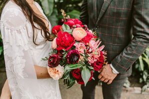 Vibrant Red-and-Pink Wedding Bouquet