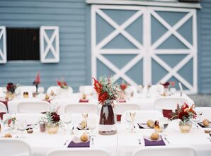 Burgundy and Gold Vase Tablescapes
