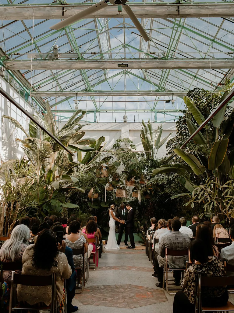 A glasshouse garden wedding ceremony at Valentine in Los Angeles, California