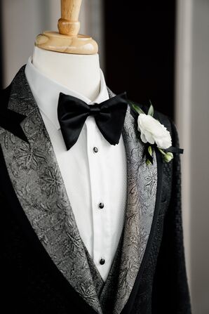 Black-and-Silver Tuxedo With Black Bowtie