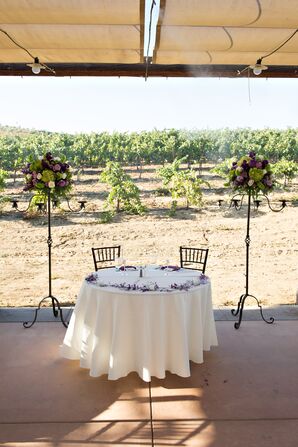 Purple Petals on Sweetheart Table