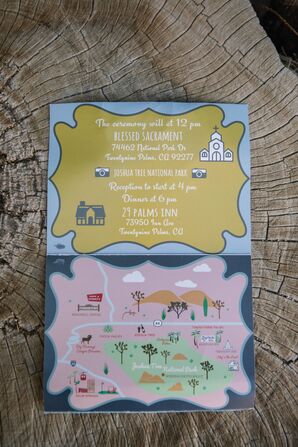 Custom Invitations with Illustrated Wedding Map