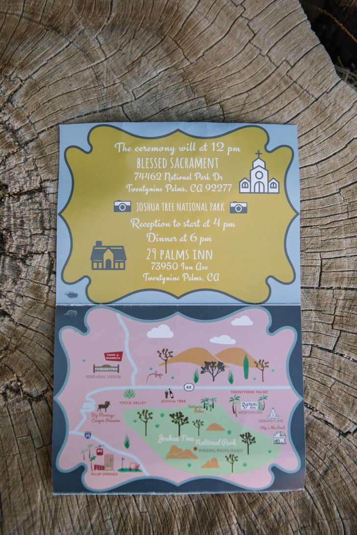 Custom Invitations with Illustrated Wedding Map