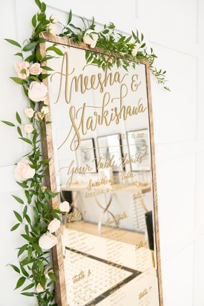 Mirror Sign With Gold Calligraphy