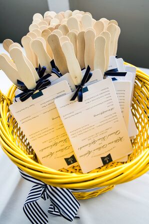 White and Navy Programs with Wooden Fan Handles