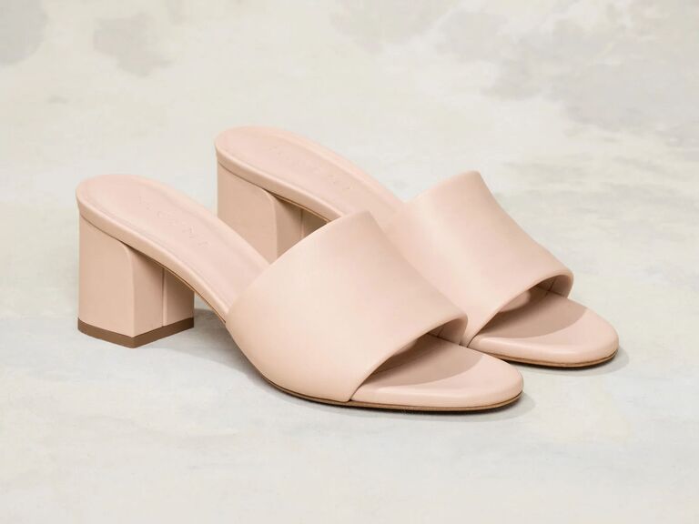 M.Gemi pale pink wedding shoe with chic block heel